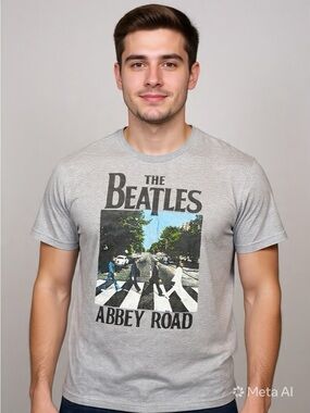 The Beatles Abbey Road Logo Graphic Tee Heather Gray Sz XXL